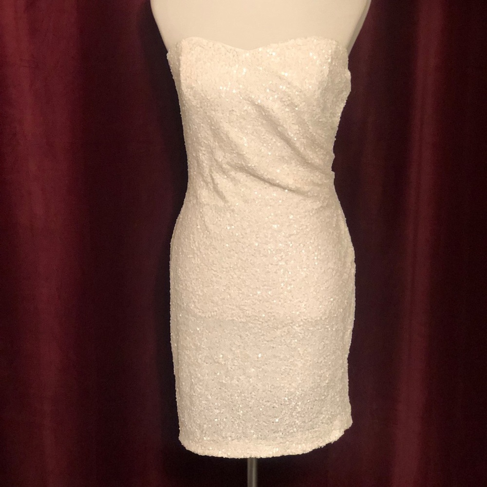 BEBE White Sequence Dress